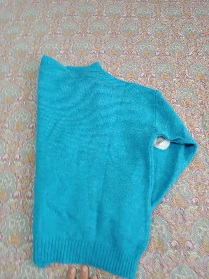 Mavi Bulut Desenli Örgü Kadın Hırka - Görsel 3