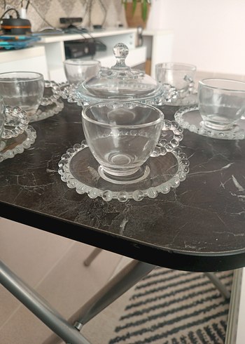 Beyaz Cam Altlıklı 6'lı kahve Fincan Takımı - Görsel 2