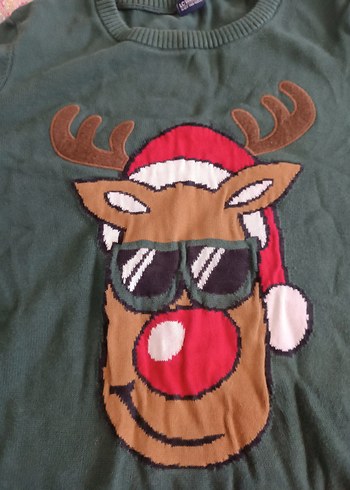 Nakışlı Yeşil erkek çocuk Triko Kazak - Görsel 4