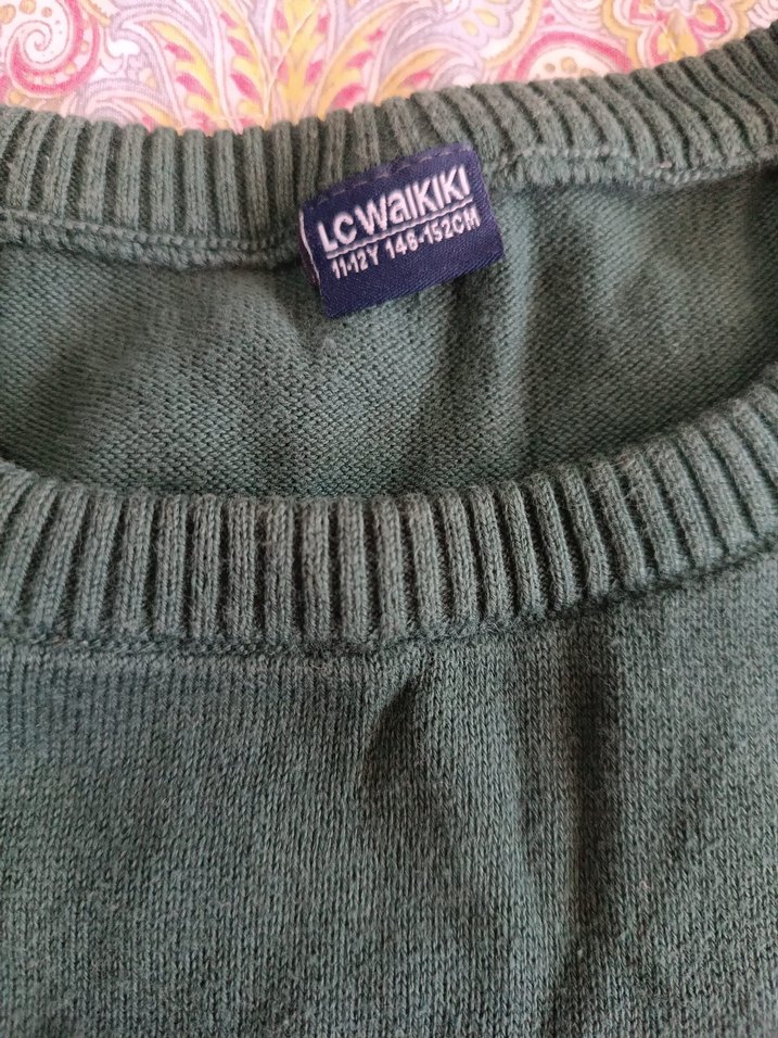 Nakışlı Yeşil erkek çocuk Triko Kazak - Görsel 3