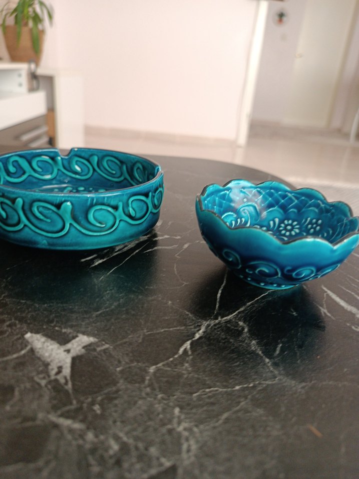 El Yapımı Mavi Seramik Kase Seti - Görsel 2