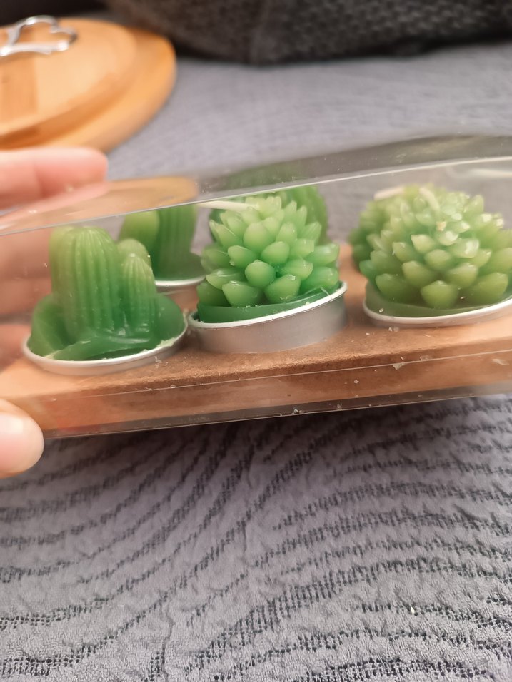 Parlak Yeşil Kaktüs Şeklinde Mum Seti - Görsel 3