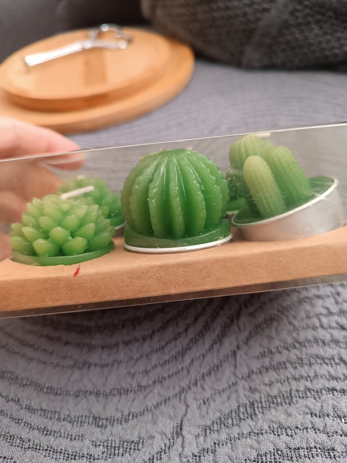 Parlak Yeşil Kaktüs Şeklinde Mum Seti - Görsel 5