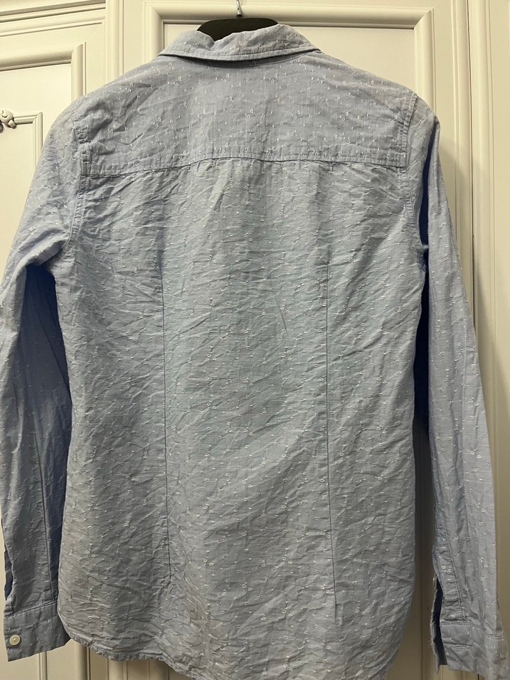 Mavi Nakışlı Kadın Pamuk Gömlek - Görsel 3