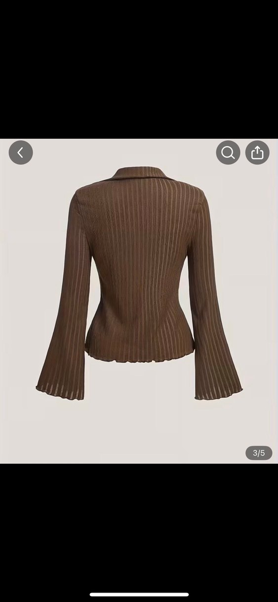 Kahverengi  Uzun Kollu Kadın Gömlek - Görsel 2