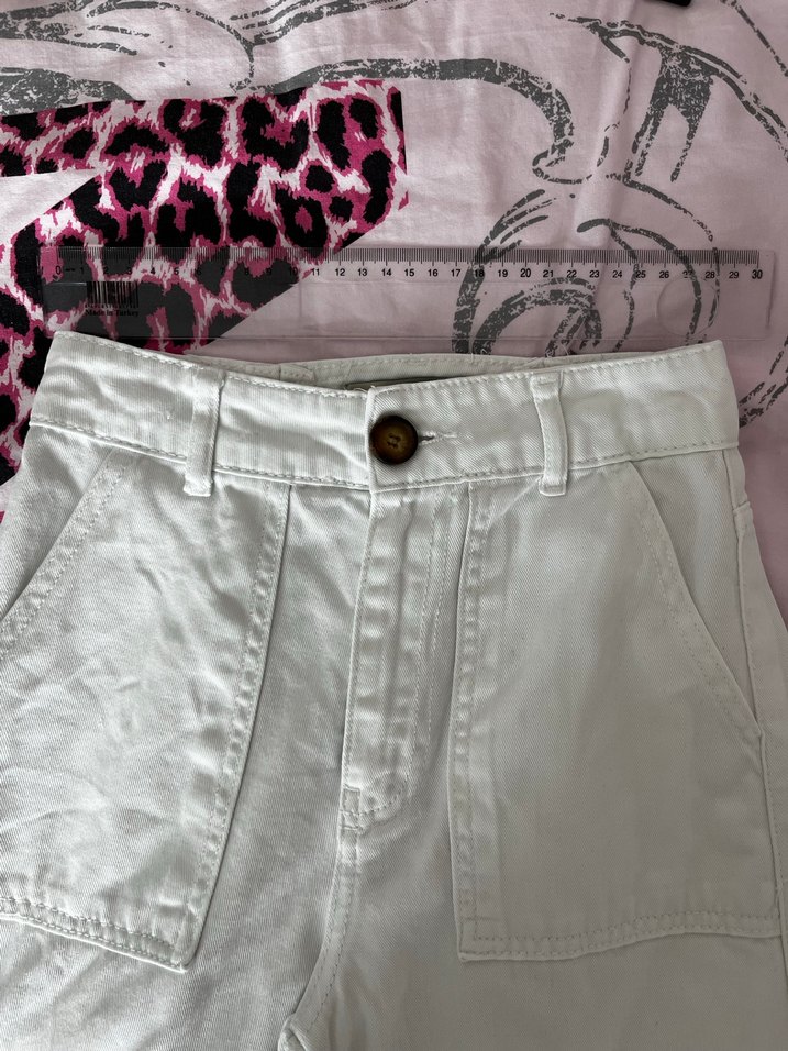 Kadın Beyaz kargo Jean - Görsel 5