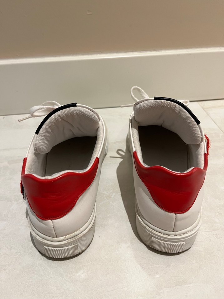 Beyaz Nakışlı Yüksek Topuklu Kadın Spor Ayakkabı - Görsel 3