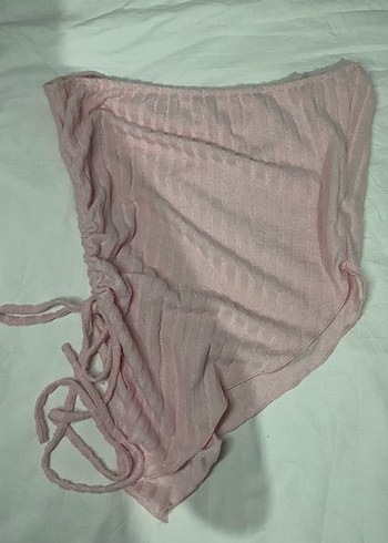 Piliseli Pembe Kadın Keten crop - Görsel 2