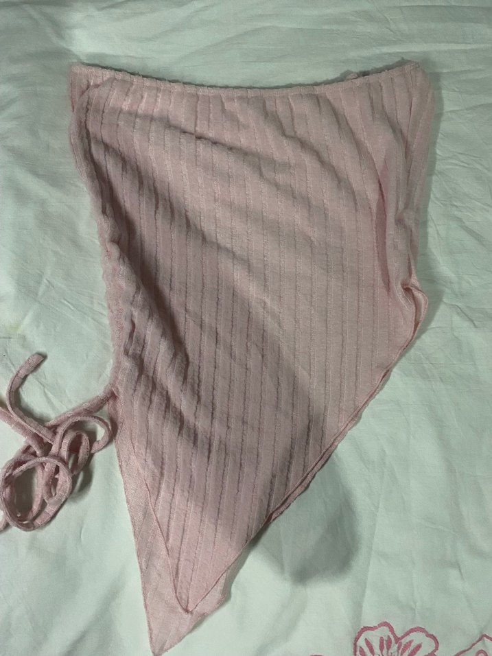 Piliseli Pembe Kadın Keten crop - Görsel 3