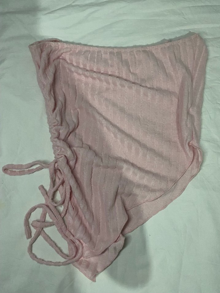 Piliseli Pembe Kadın Keten crop - Görsel 2