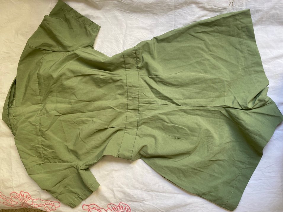 Kadın Haki Kısa Kollu Keten tulum - Görsel 2