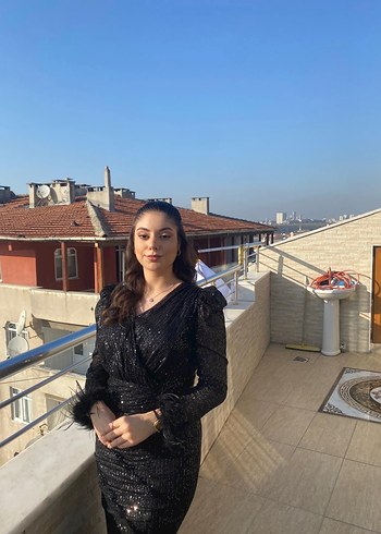 42 Beden siyah Renk Parlak Siyah Yılan Desenli Uzun Abiye Elbise