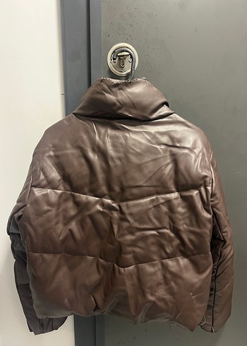 Pull And Bear Kahverengi Deri Kadın Mont - Görsel 6