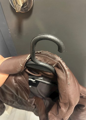 Pull And Bear Kahverengi Deri Kadın Mont - Görsel 9