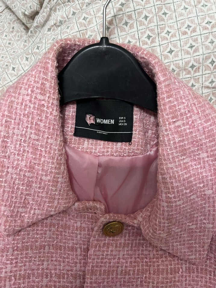 Gold Düğmeli Kısa Pembe Kadın Ceket - Görsel 2