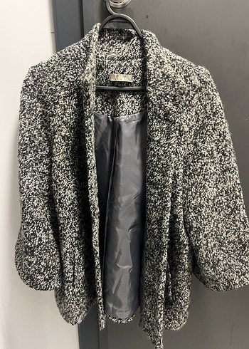 Batik Düğmeli Gri Yün Kaban - Görsel 4