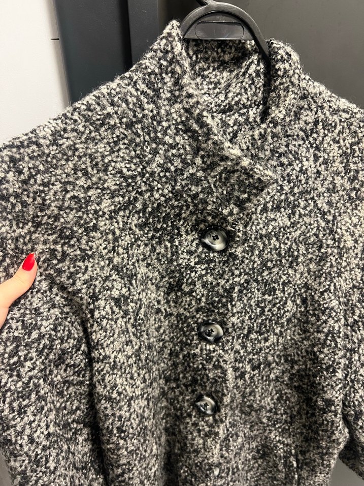 Batik Düğmeli Gri Yün Kaban - Görsel 2