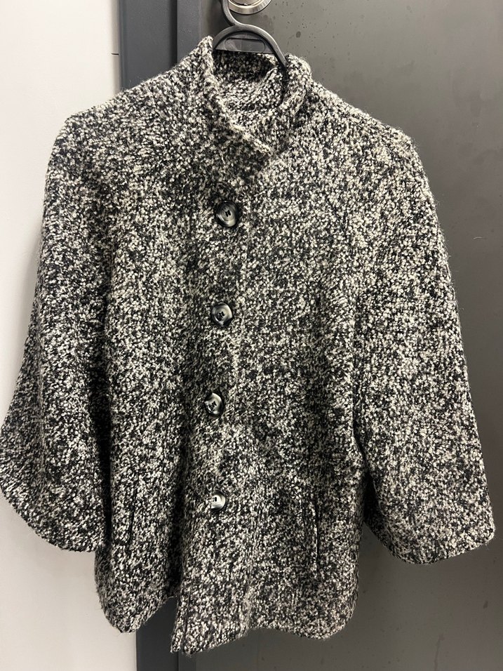 Batik Düğmeli Gri Yün Kaban - Görsel 3