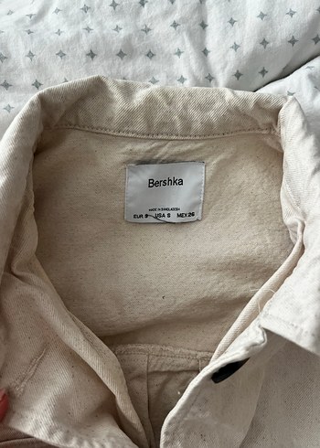 Bershka Balon Kollu Düğmeli Bej Kadın Keten Ceket - Görsel 5