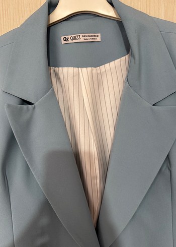 42 Beden Mavi Düğmeli Kadın Blazer Ceket