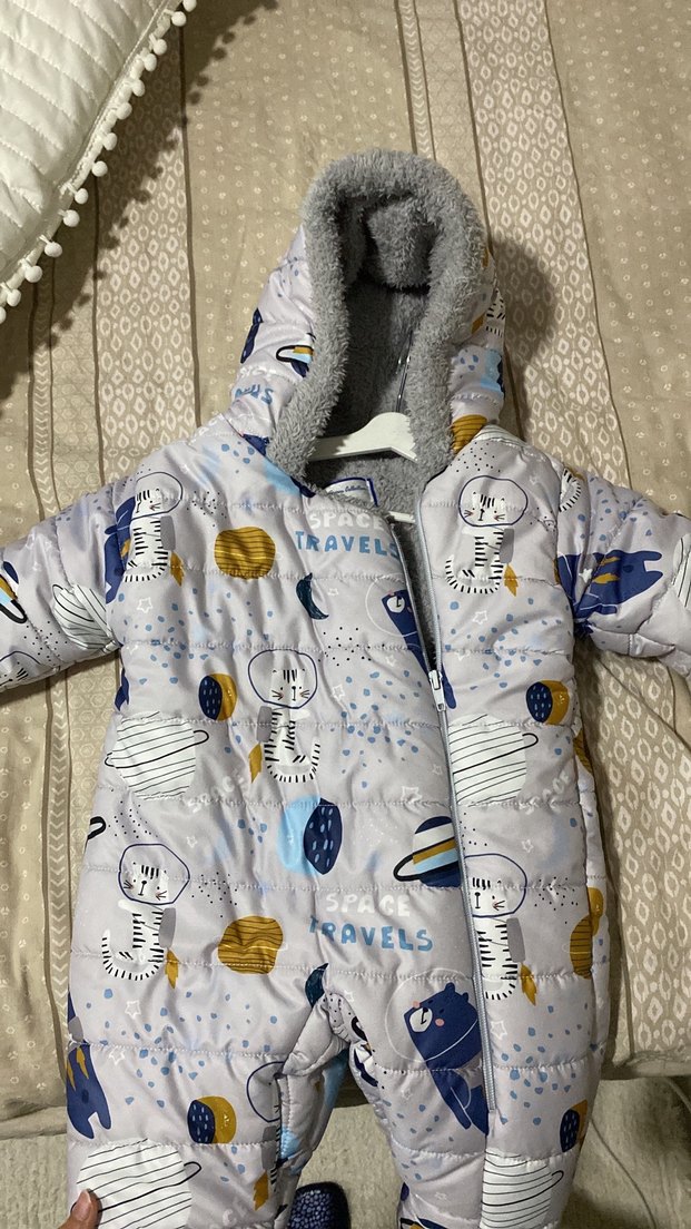 Gri Desenli Erkek Bebek Polar Tulumu - Görsel 2