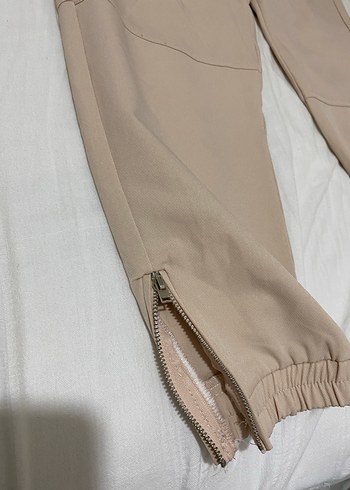 Bej Jogger Fermuarlı Kadın Pantolon - Görsel 4
