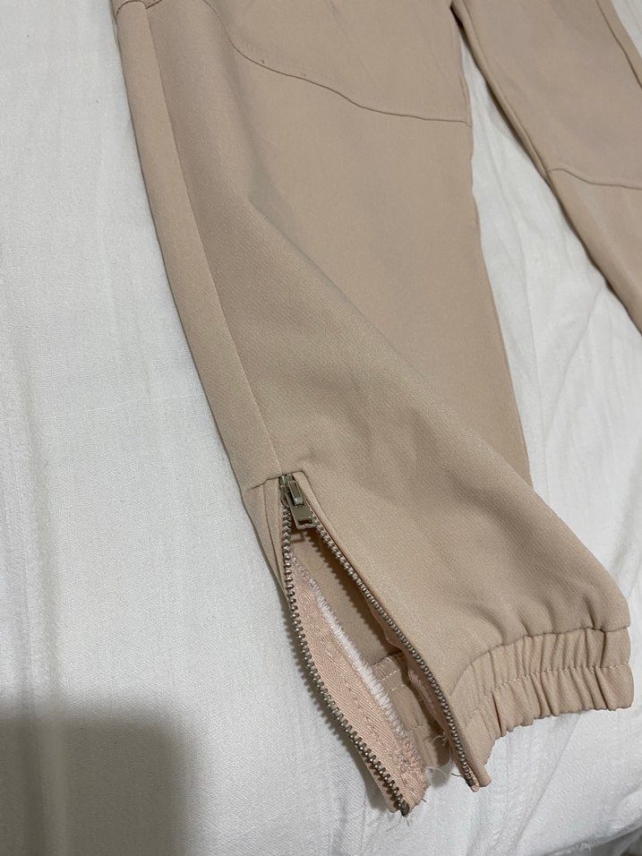 Bej Jogger Fermuarlı Kadın Pantolon - Görsel 4