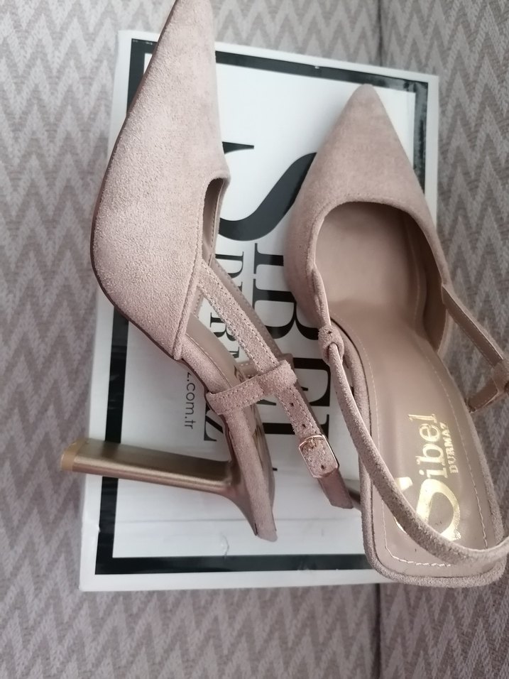Bej Süet Tokalı Stiletto Kadın Ayakkabı - Görsel 5