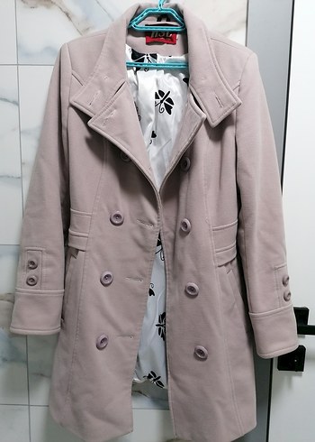 Düğmeli pudra Kadın Kaban - Görsel 4