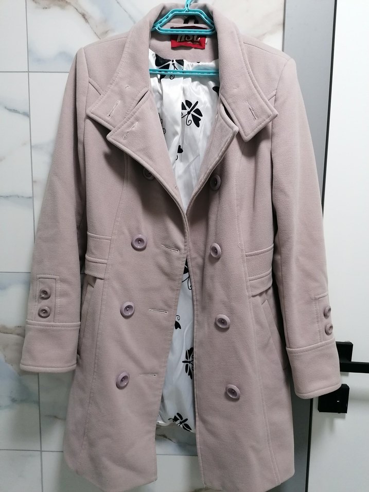 Düğmeli pudra Kadın Kaban - Görsel 4