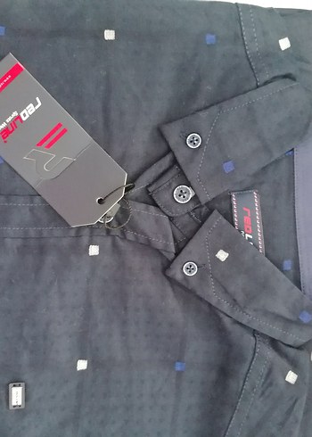 Erkek Lacivert  Baskılı Gömlek - Görsel 2