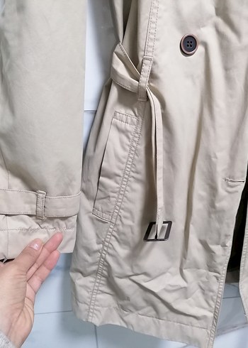 Bej Düğmeli Kadın Trençkot - Görsel 2