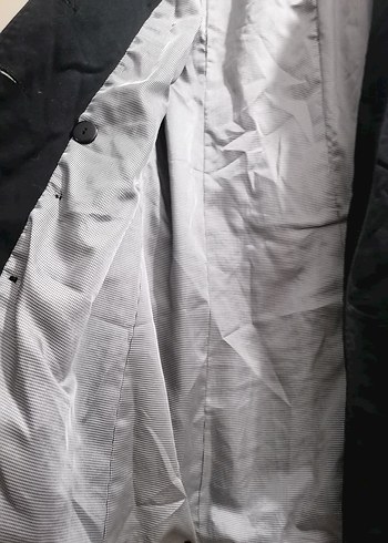 Düğmeli Siyah Midi Kadın Trençkot - Görsel 3