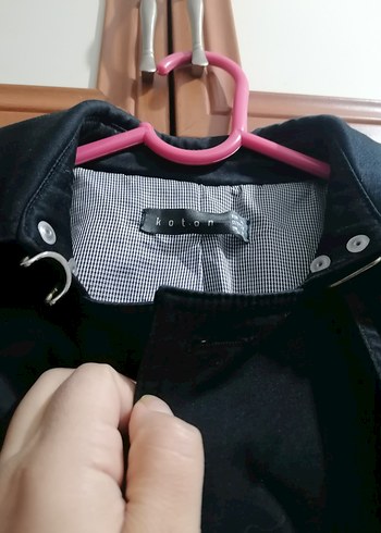 Düğmeli Siyah Midi Kadın Trençkot - Görsel 6