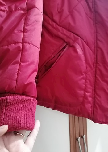 Kırmızı Kadın Kürklü Kışlık Mont - Görsel 2