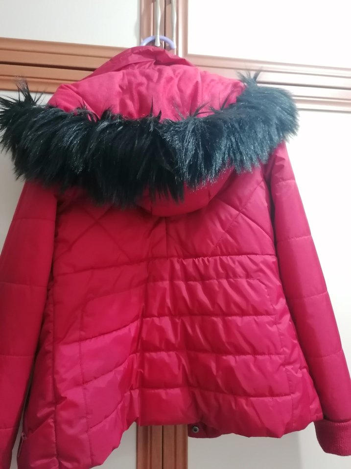 Kırmızı Kadın Kürklü Kışlık Mont - Görsel 5