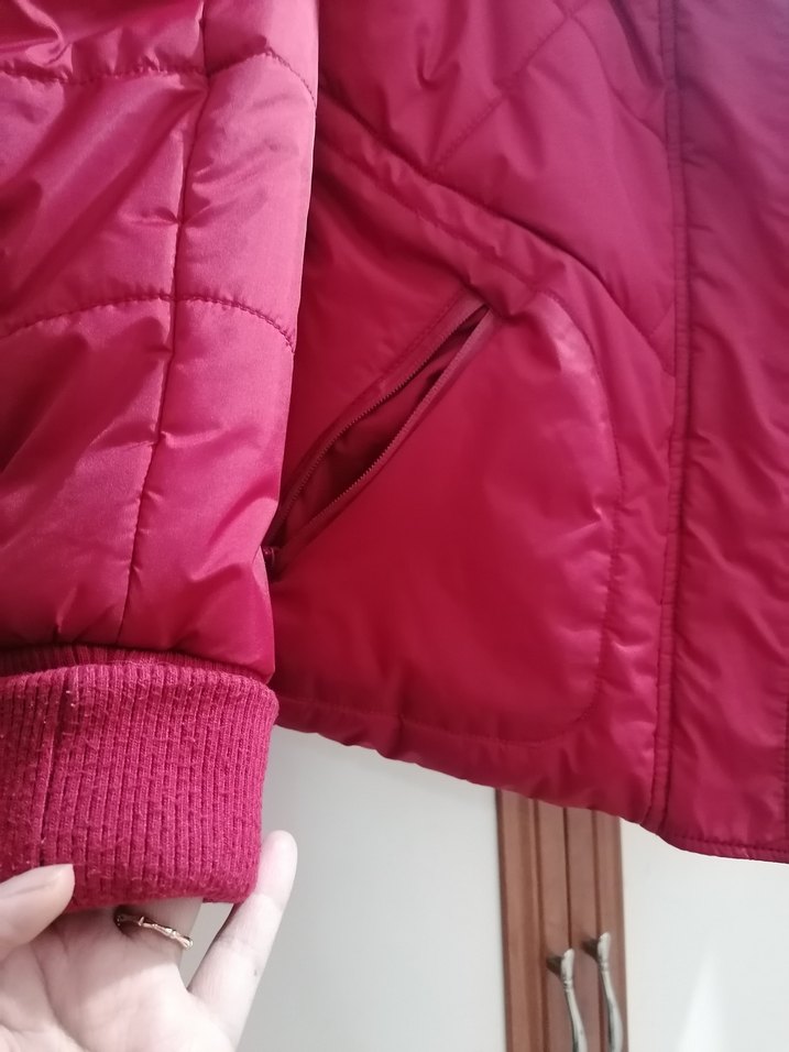 Kırmızı Kadın Kürklü Kışlık Mont - Görsel 2