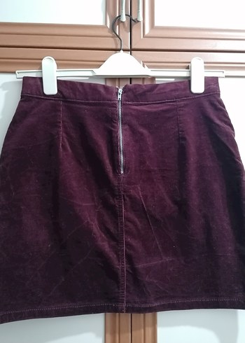 Bordo kadife Mini Etek - Görsel 4