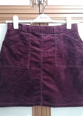 Bordo kadife Mini Etek - Görsel 2