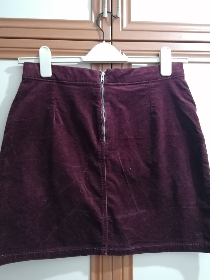 Bordo kadife Mini Etek - Görsel 4