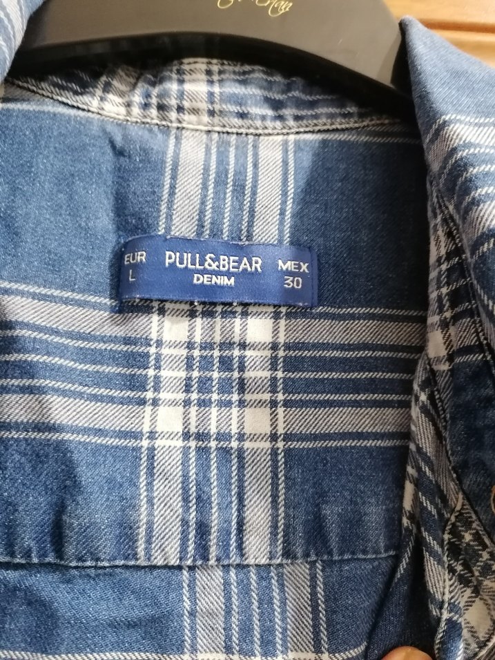 Mavi Ekoseli Kısa Kollu Kadın Gömlek - Görsel 3