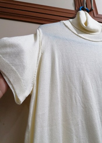 Krem Kısa Kollu Boğazlı Kadın Kazak - Görsel 2