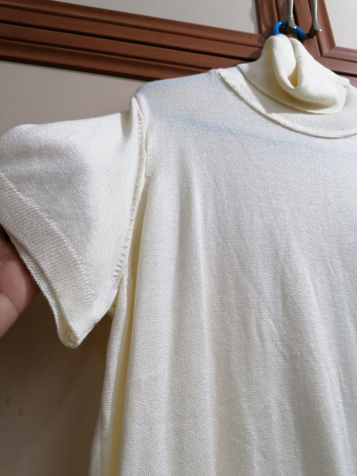 Krem Kısa Kollu Boğazlı Kadın Kazak - Görsel 2