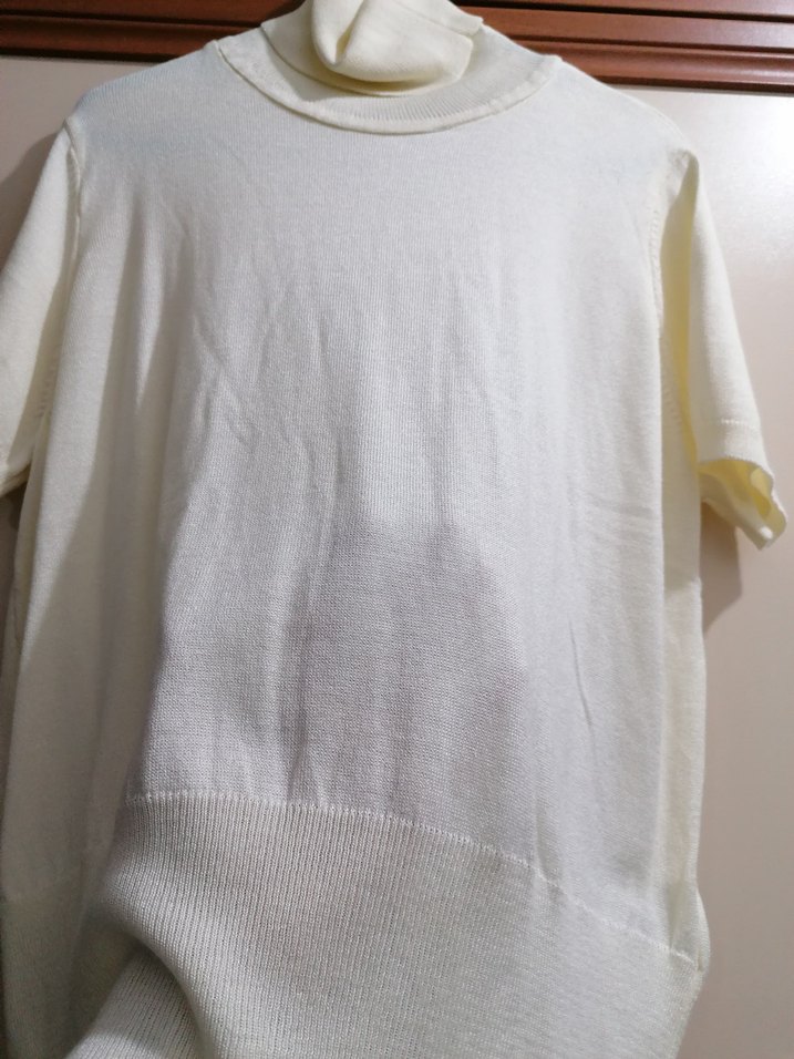 Krem Kısa Kollu Boğazlı Kadın Kazak - Görsel 3