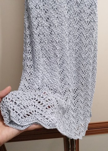 Gri Dantel Detaylı Bohem Kadın Uzun Elbise - Görsel 3