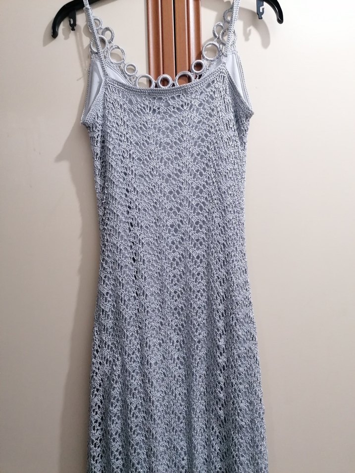 Gri Dantel Detaylı Bohem Kadın Uzun Elbise - Görsel 4