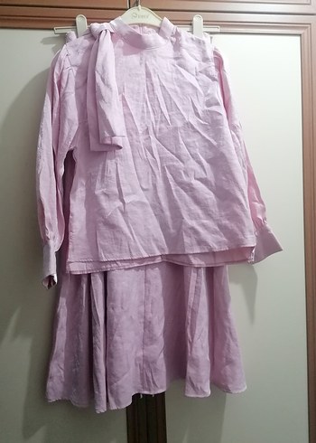 Pembe tesettür takım