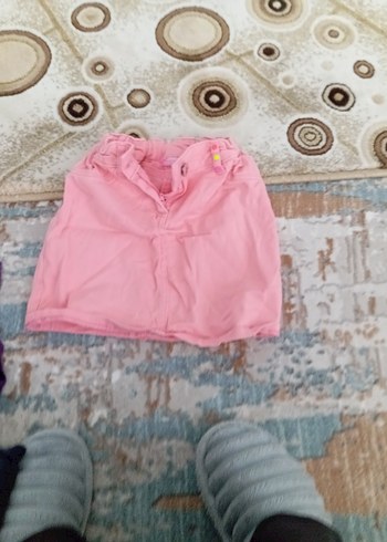 9-12 Ay Beden pembe Renk Düğmeli Pembe Kız Çocuk Eteği