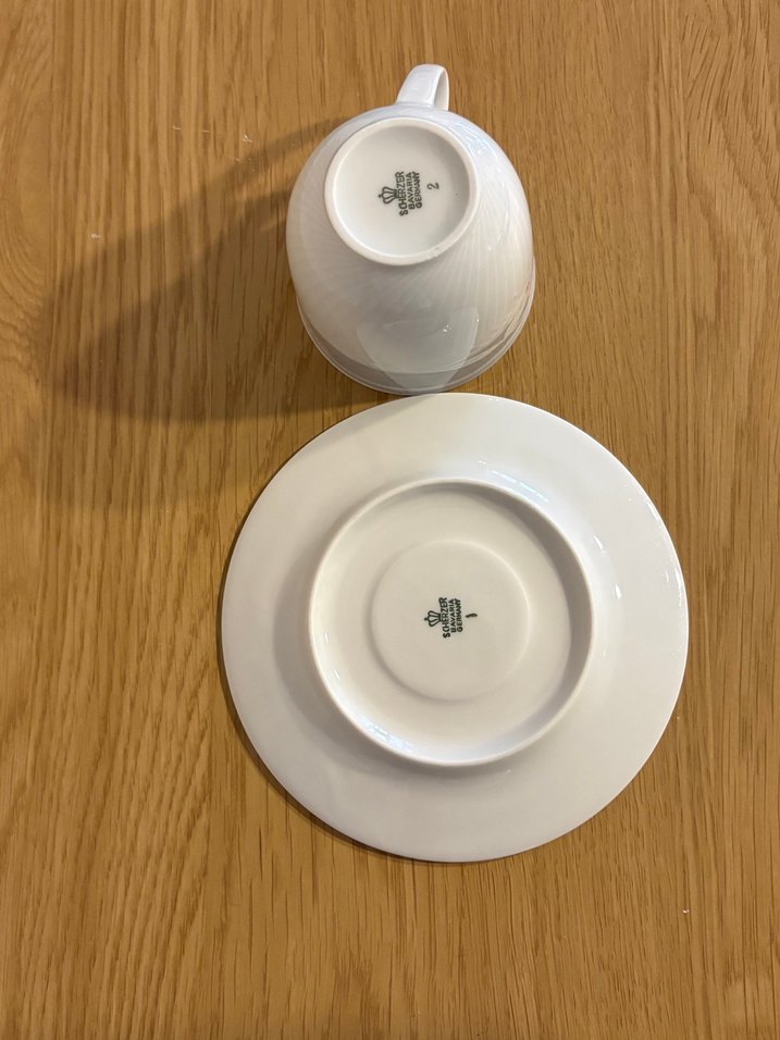 Gri Çiçek Desenli Beyaz Porselen Fincan - Görsel 3