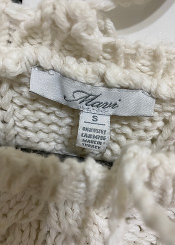 Örgü Bohem Kadın Kazak, Uzun Kollu, Beyaz - Görsel 2